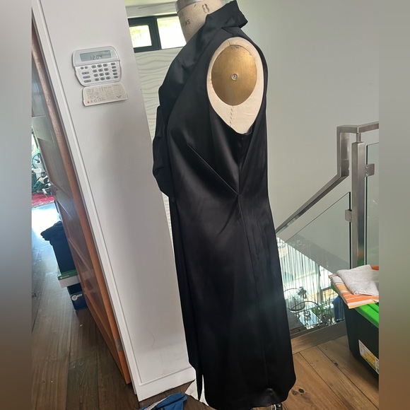 black satin little black dress size 14 - Picture 3 of 4